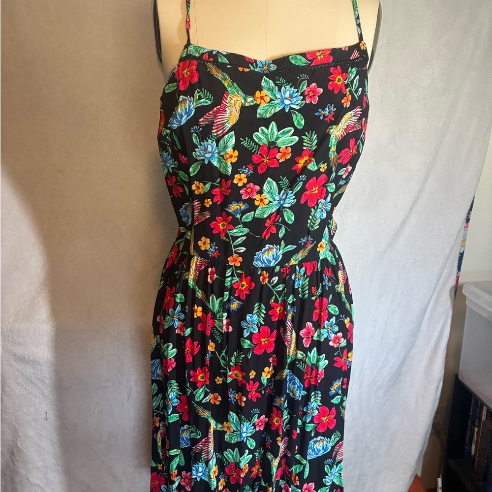 Old Navy Strapless Black Floral Dress
